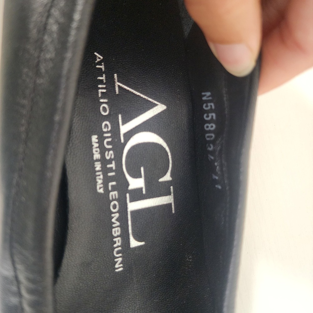 AGL Attilio Giusti Leombruni Ballet Flats Black Leather Patent Cap Toe Buckle 41 - Picture 8 of 12